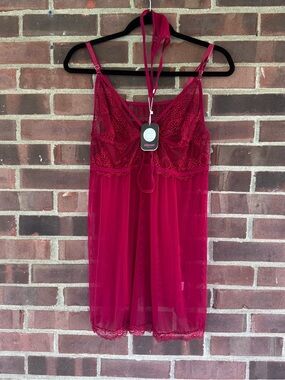 Red Lace Babydoll Lingerie 4XL Sheer Chemise Plus Size Adjustable Straps
